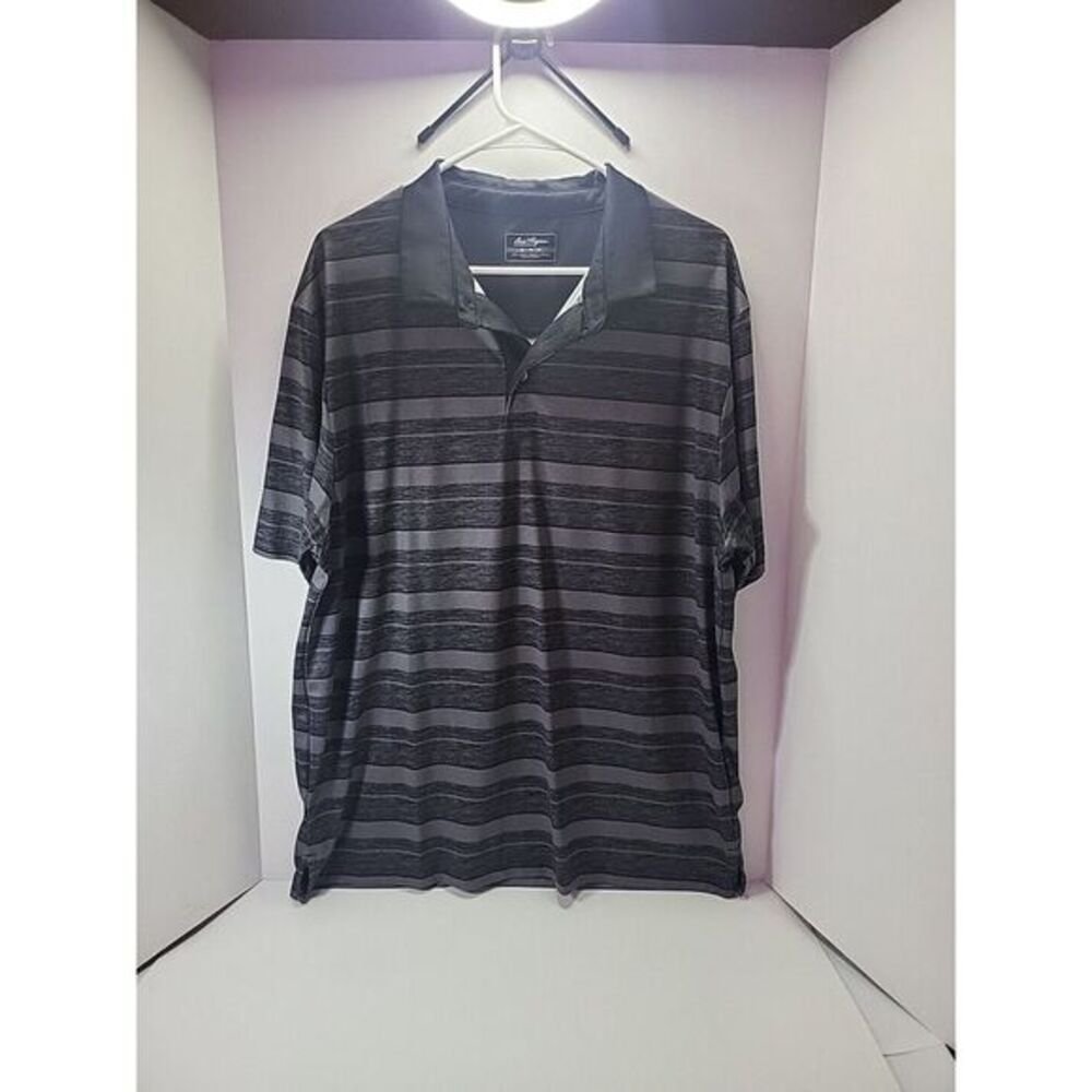 Ben Hogan Golf Polo Shirt Men's Size XL Gray Striped Short Sleeve Moisture Wick